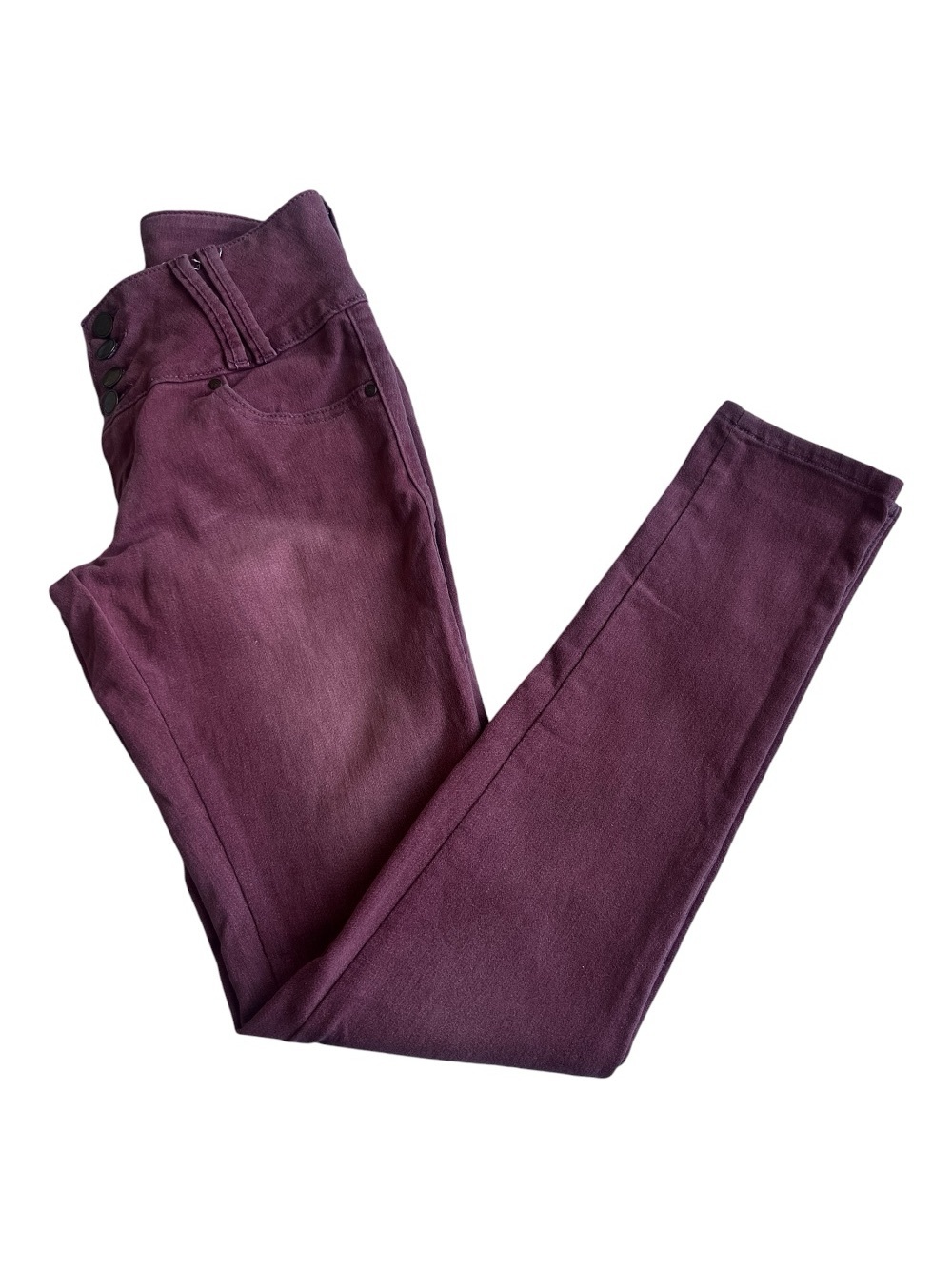 Pink Label Denim Co. High-Rise Multi-Button Skinny Jeans Purple Plum Size 5